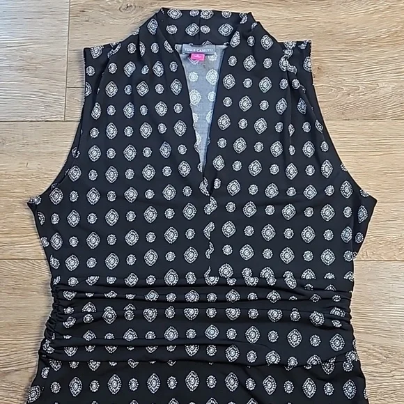 Vince Camuto Stretch Black & White Foulard Print V-Neck Sleeveless Maxi … - Picture 11 of 16